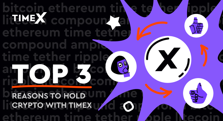 Illustration, Top 3 reasons to hold crypto on TimeX
